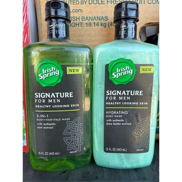 Irish Spring Signature For Men 3 In 1 & Body Wash Old Stock 15 fl oz each New